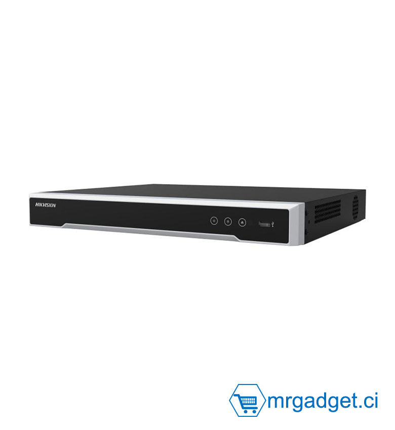 Hikvision DS-7616NI-M2/16P - NVR Professionnel 16 Canaux PoE - Sortie HDMI 8K - Enregistrement jusqu'à 32MP - Switch PoE 16 Ports (200W) Intégré - Double Baie Disque Dur (SATA) - Idéal pour Vidéosurveillance IP d'Entreprise