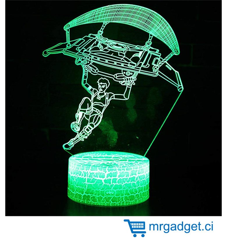 Decors 3D Illusion Lampe 7 couleurs Changement Optique Tactile Lumière USB et Télécommande Art Déco Faites Une Ambiance Romantique cadeau d'anniversaire de Noël Saint Valentin (Parachutisme)