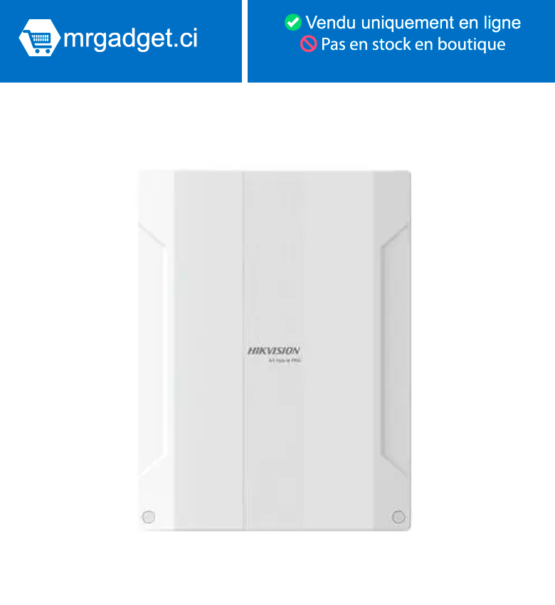 HIKVISION DS-PHA64-LP(O-STD) Panneau d'alarme AX Hybrid Pro avec 64 zones / 8 zones filaires directement sur le panneau / 56 zones extensibles : sans fil ou filaire / Connexion TCP/IP et WIFI / Prend en charge le module 3G/4G (en option) / Hik-connect