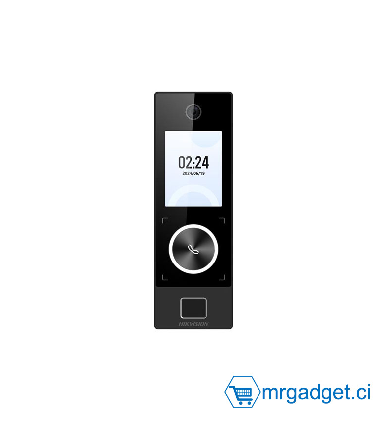 Hikvision DS-K1T323EBFWX-E1 - Terminal Biométrique Wi-Fi & PoE IP65 - Reconnaissance Faciale (1000 Visages), Empreintes (3000) et Badge EM 125kHz - Bouton d'Appel - Idéal pour Contrôle d'Accès Extérieur et Pointage